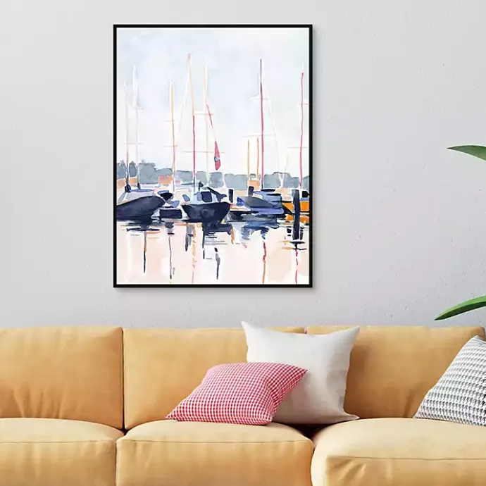 New Kirklands Home Watercolor Boat Club Framed Canvas Art Print