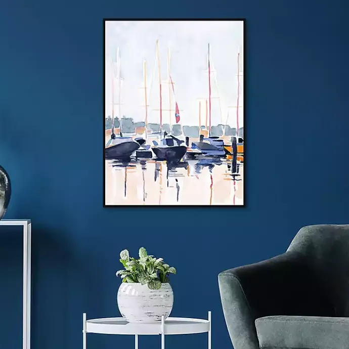 New Kirklands Home Watercolor Boat Club Framed Canvas Art Print