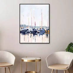 New Kirklands Home Watercolor Boat Club Framed Canvas Art Print