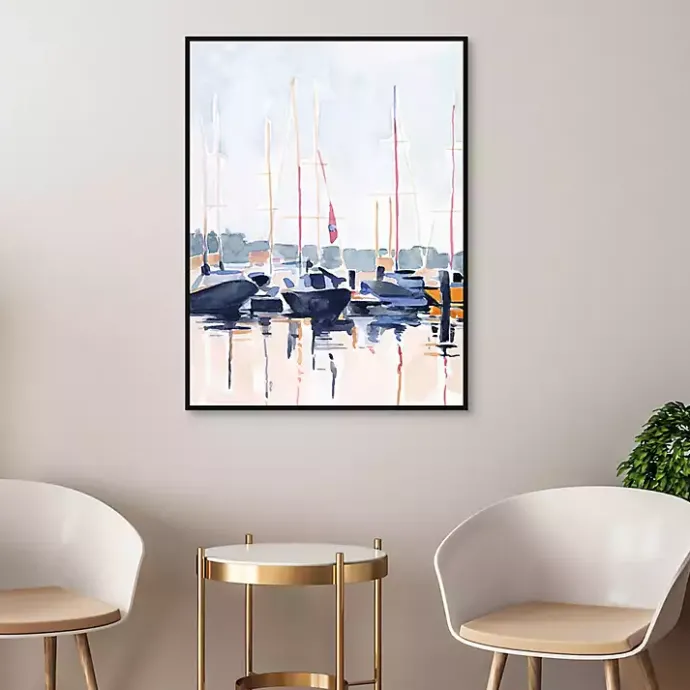 New Kirklands Home Watercolor Boat Club Framed Canvas Art Print