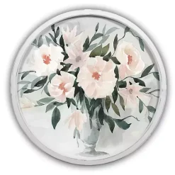 Kirklands Home Watercolor Bouquet Round White Framed Art Print