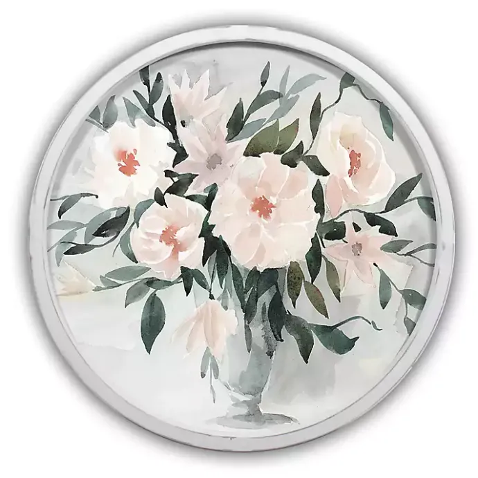 Kirklands Home Watercolor Bouquet Round White Framed Art Print