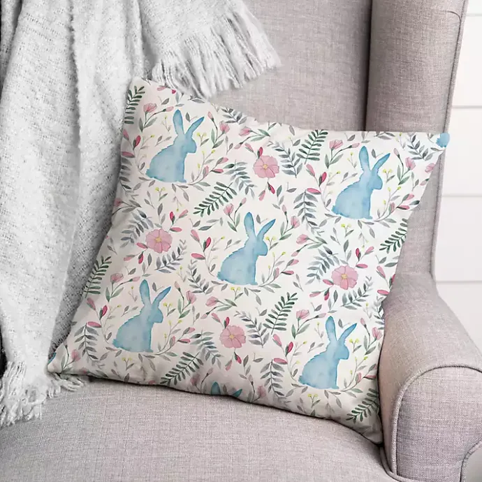 Online Kirklands Home Watercolor Bunnies Indoor/Outdoor Pillow