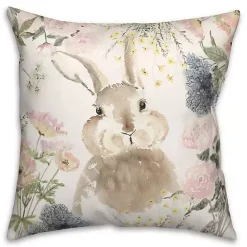 Discount Kirklands Home Watercolor Bunny and Flowers Pillow Multi