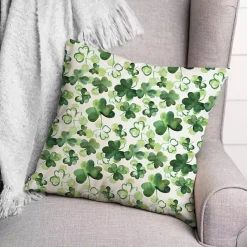 Sale Kirklands Home Watercolor Clovers Indoor/Outdoor Pillow Green
