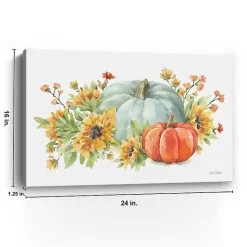 Outlet Kirklands Home Watercolor Floral Pumpkins Canvas Print, 24x16 in. Multi