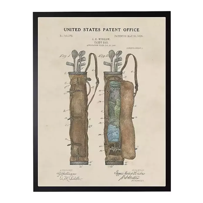 Sale Kirklands Home Watercolor Golf Bag Framed Art Print Tan