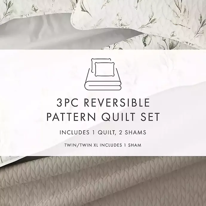New Kirklands Home Watercolor Leaves Reversible 2-pc. Twin Quilt Set
