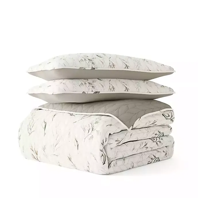 Kirklands Home Watercolor Leaves Reversible 3-pc. King Quilt Set