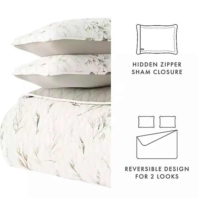 Kirklands Home Watercolor Leaves Reversible 3-pc. King Quilt Set