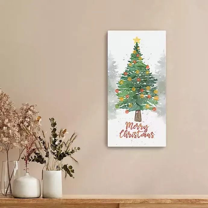 Outlet Kirklands Home Watercolor Merry Christmas Canvas Print, 10x20 in.