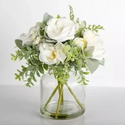Best Kirklands Home Watered White Peony Bouquet in Glass Vase