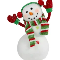 Sale Kirklands Home Waving Snowman with Ear Muffs Figurine White