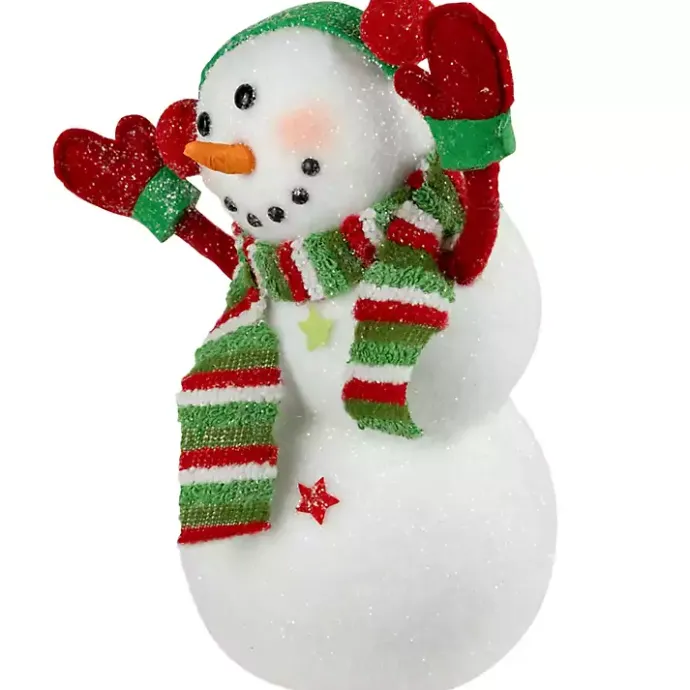 Sale Kirklands Home Waving Snowman with Ear Muffs Figurine White