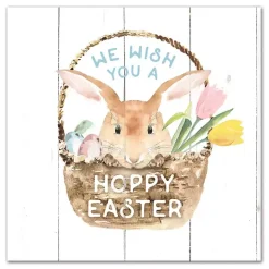 Discount Kirklands Home We Wish You A Hoppy Easter Wall Canvas Art Print White