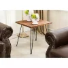 New Kirklands Home Weather Fir Wood and Hairpin Legs Accent Table