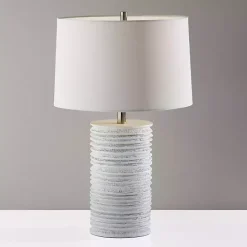Sale Kirklands Home Weathered Cream Marissa Ribbed Table Lamp