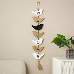 Outlet Kirklands Home Welcome Bird Shaped Wood Wall Sign