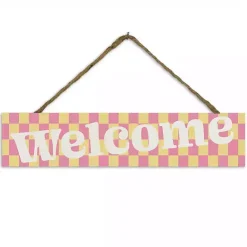 Discount Kirklands Home Welcome Checkered Hanging Wall Sign