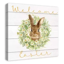 Hot Kirklands Home Welcome Easter Bunny Wreath Canvas Art Print