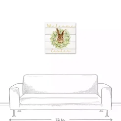 Hot Kirklands Home Welcome Easter Bunny Wreath Canvas Art Print