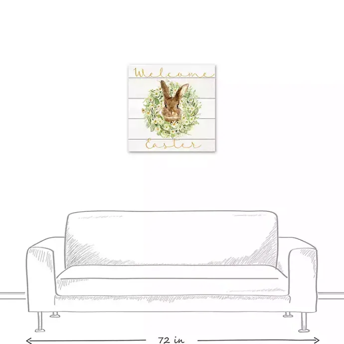 Hot Kirklands Home Welcome Easter Bunny Wreath Canvas Art Print