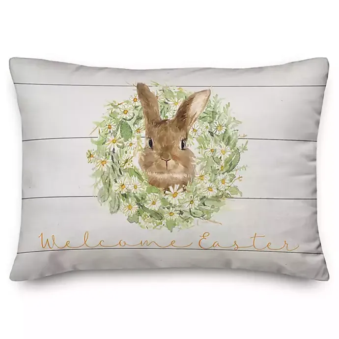 Clearance Kirklands Home Welcome Easter Bunny Wreath Outdoor Throw Pillow