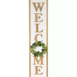 Sale Kirklands Home Welcome Eucalyptus Wreath Porch Board White