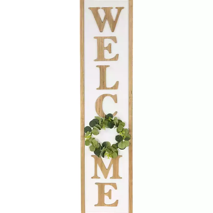 Sale Kirklands Home Welcome Eucalyptus Wreath Porch Board White