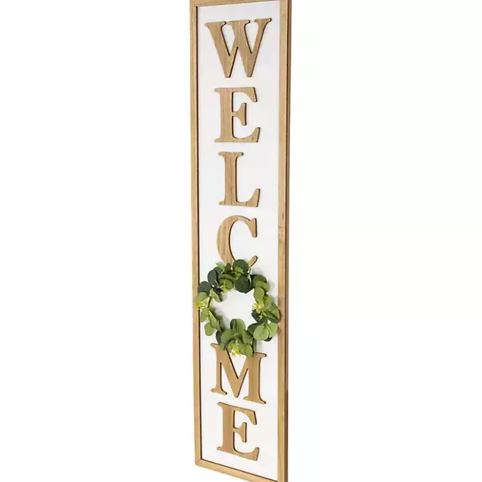 Sale Kirklands Home Welcome Eucalyptus Wreath Porch Board White