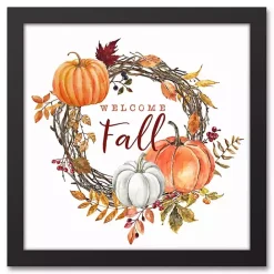 Outlet Kirklands Home Welcome Fall Wreath Framed Canvas Art Print