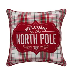 Kirklands Home Welcome to the North Pole Plaid Pillow