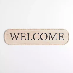 New Kirklands Home Welcome Twisted Edge Wood Wall Plaque Tan