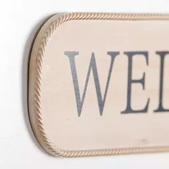 New Kirklands Home Welcome Twisted Edge Wood Wall Plaque Tan