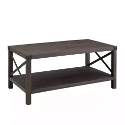 New Kirklands Home Wenge Sable Gray X-Frame Coffee Table
