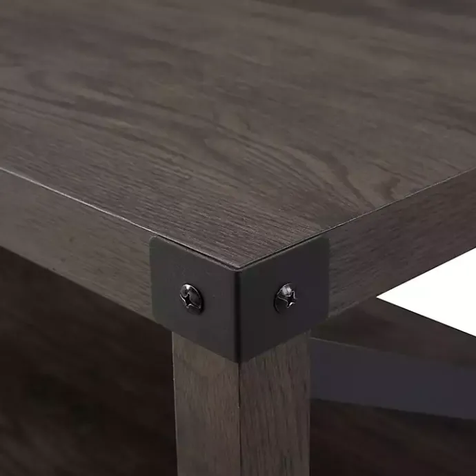 New Kirklands Home Wenge Sable Gray X-Frame Coffee Table