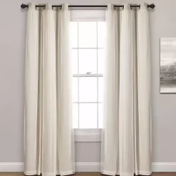Outlet Kirklands Home Wheat Curtain Panel Set with Overlay, 120 in. Ivory