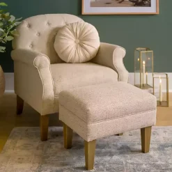 Hot Kirklands Home Wheat Tufted Chair & Ottoman Set Tan