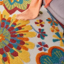 Best Kirklands Home Whimsical Flowers Outdoor Area Rug, 6x9 Multi