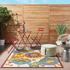 Best Kirklands Home Whimsical Flowers Outdoor Area Rug, 6x9 Multi