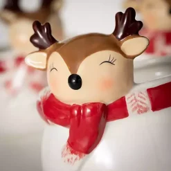 Discount Kirklands Home Whimsical Reindeer Ceramic Containers, Set of 3 White