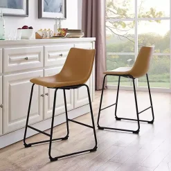Clearance Kirklands Home Whiskey Faux Leather Counter Stools, Set of 2 Brown