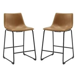 Clearance Kirklands Home Whiskey Faux Leather Counter Stools, Set of 2 Brown