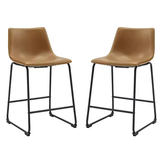 Clearance Kirklands Home Whiskey Faux Leather Counter Stools, Set of 2 Brown