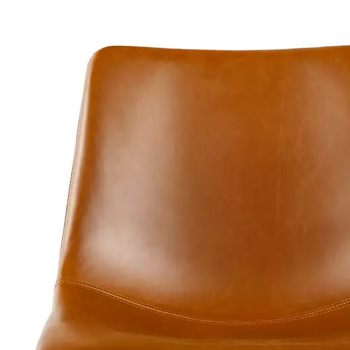 New Kirklands Home Whiskey Faux Leather Scoop Dining Chairs, Set of 2 Brown