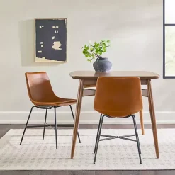 New Kirklands Home Whiskey Faux Leather Scoop Dining Chairs, Set of 2 Brown