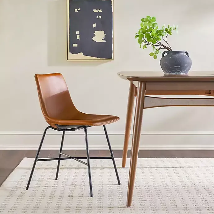 New Kirklands Home Whiskey Faux Leather Scoop Dining Chairs, Set of 2 Brown