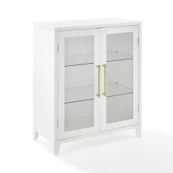 Hot Kirklands Home & Gold Glass Door Storage Cabinet White