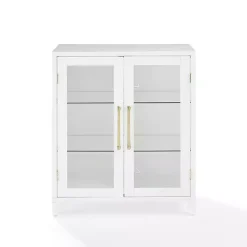 Hot Kirklands Home & Gold Glass Door Storage Cabinet White