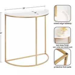 Online Kirklands Home & Gold Half Moon Dorrah Accent Table White